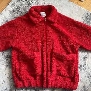 I AM GIA RED TEDDY COAT